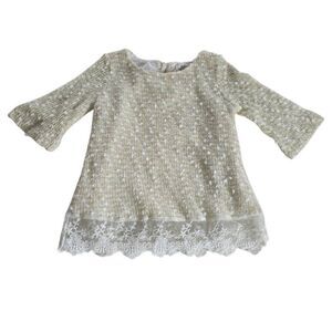 Indigo Soul Kids Girls 3T Cream Knit Lace Edged Sweater